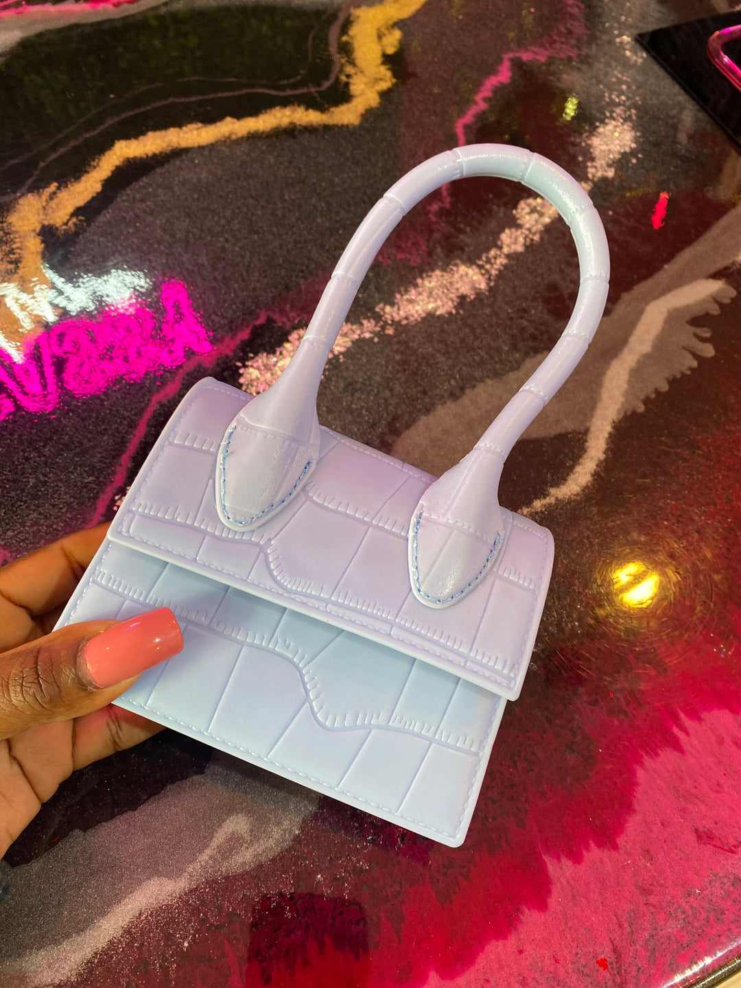 Sassy Mini Croc Bag - Baby Blue