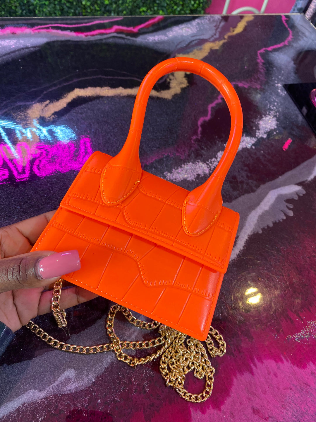 Sassy Mini Croc Bag - Orange