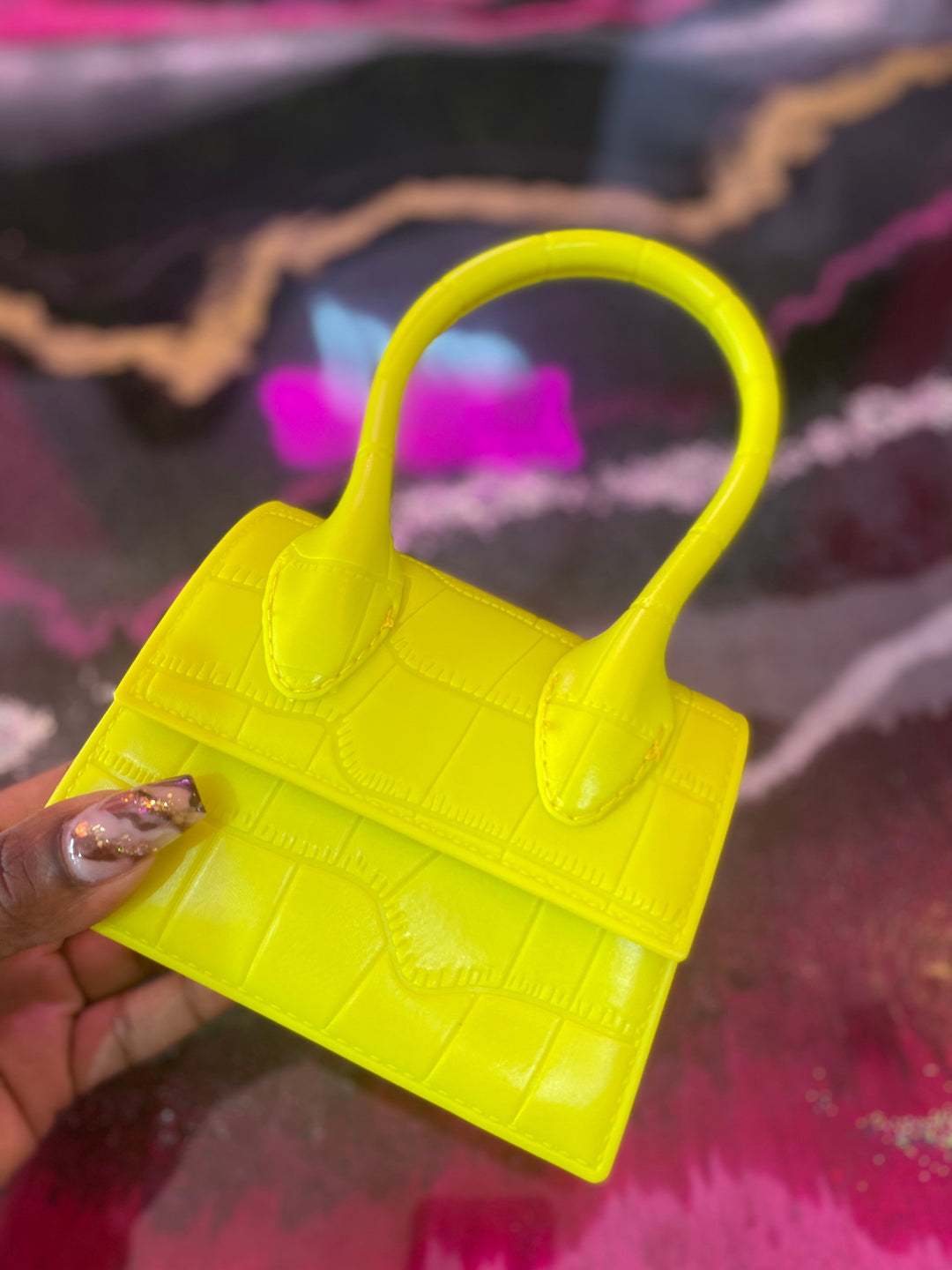 Sassy Mini Croc Bag - Neon