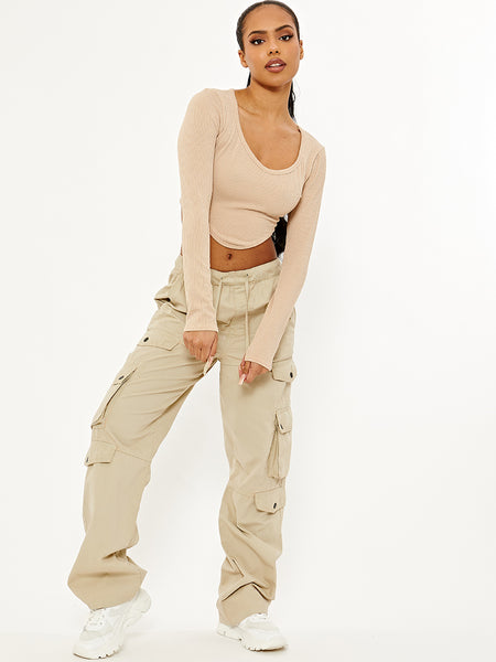 Super Baddie Cargo Pants - Beige