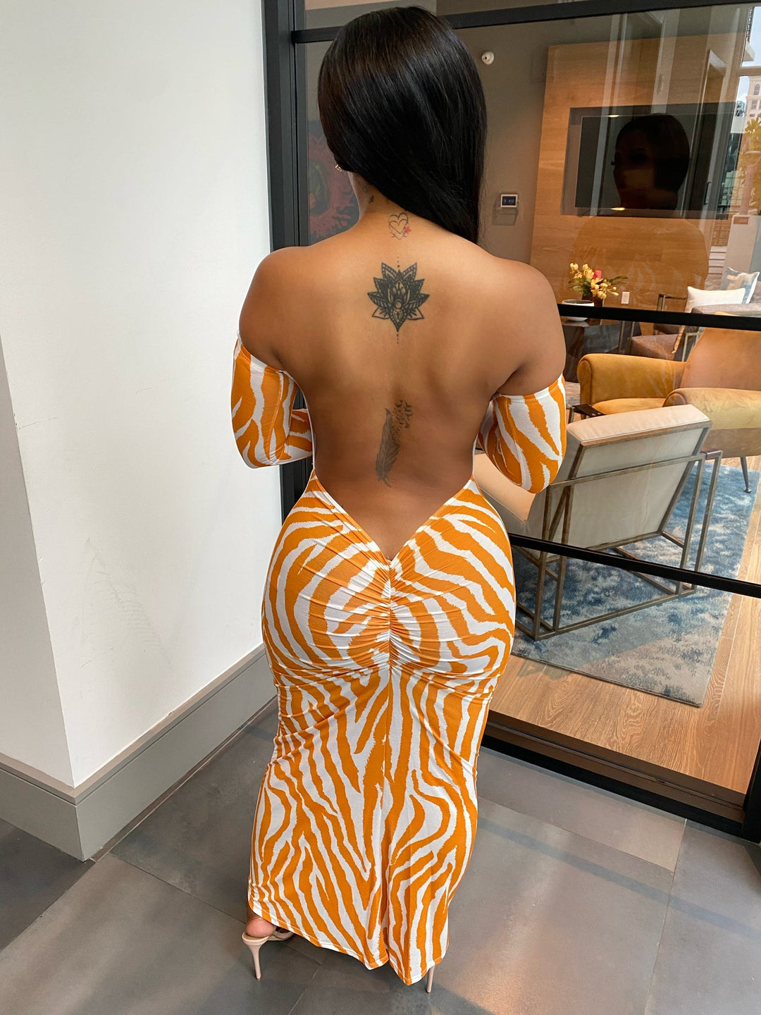 Thats Wild Zebra Backless Maxi Dress