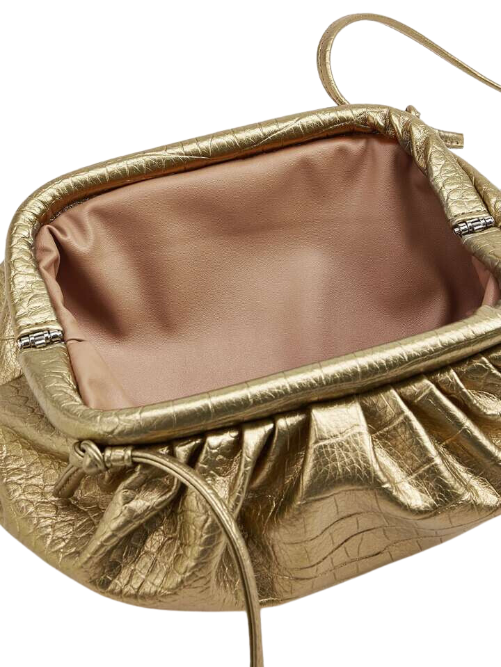 Gold Croc Embossed Clutch Bag