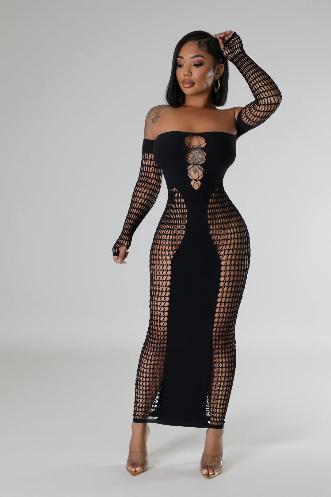 Socialite Lingerie Maxi Dress - Black