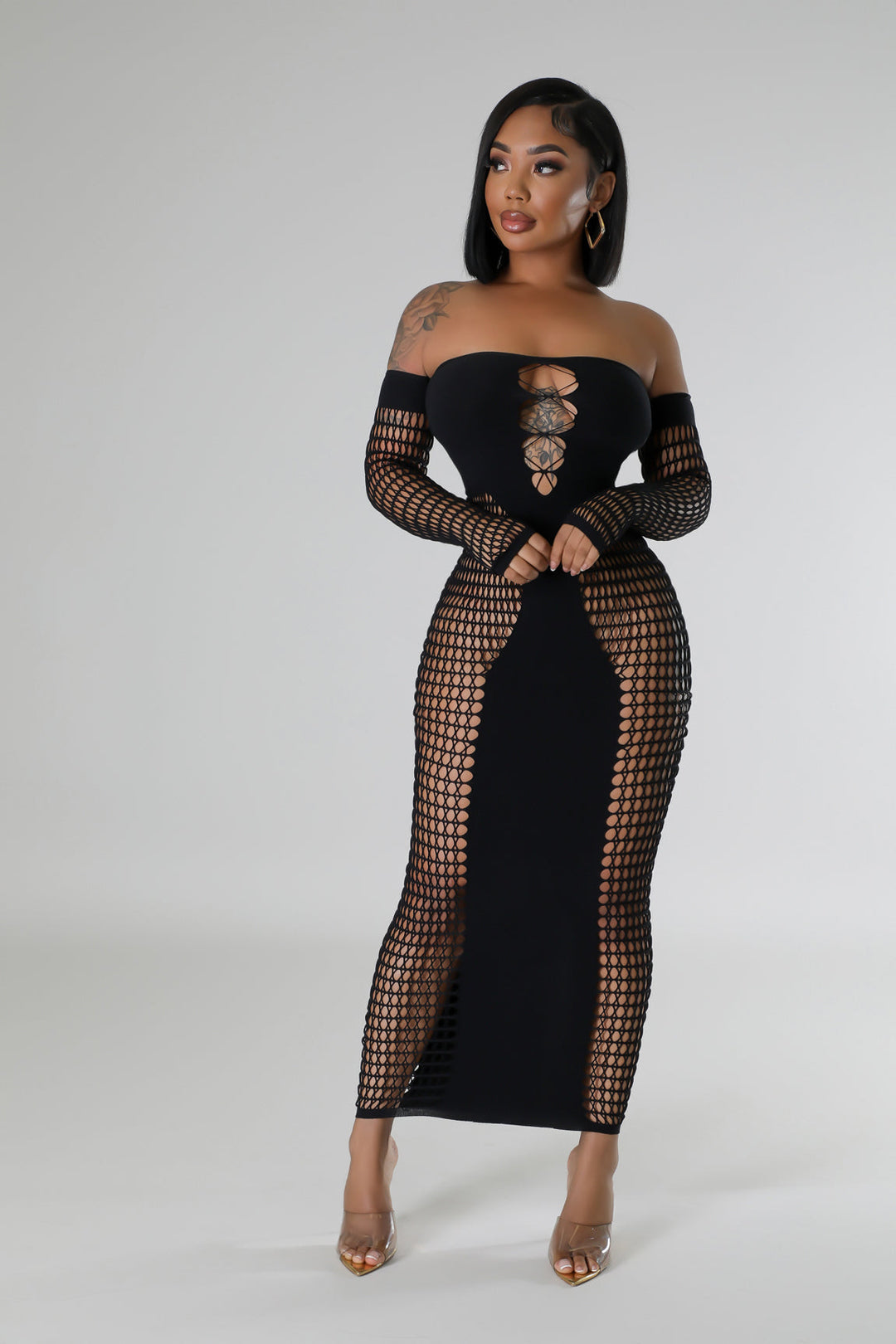 Socialite Lingerie Maxi Dress - Black