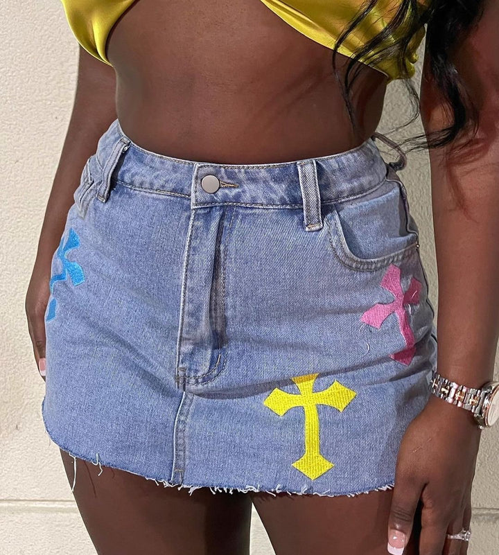 Saints Denim Mini Skirt