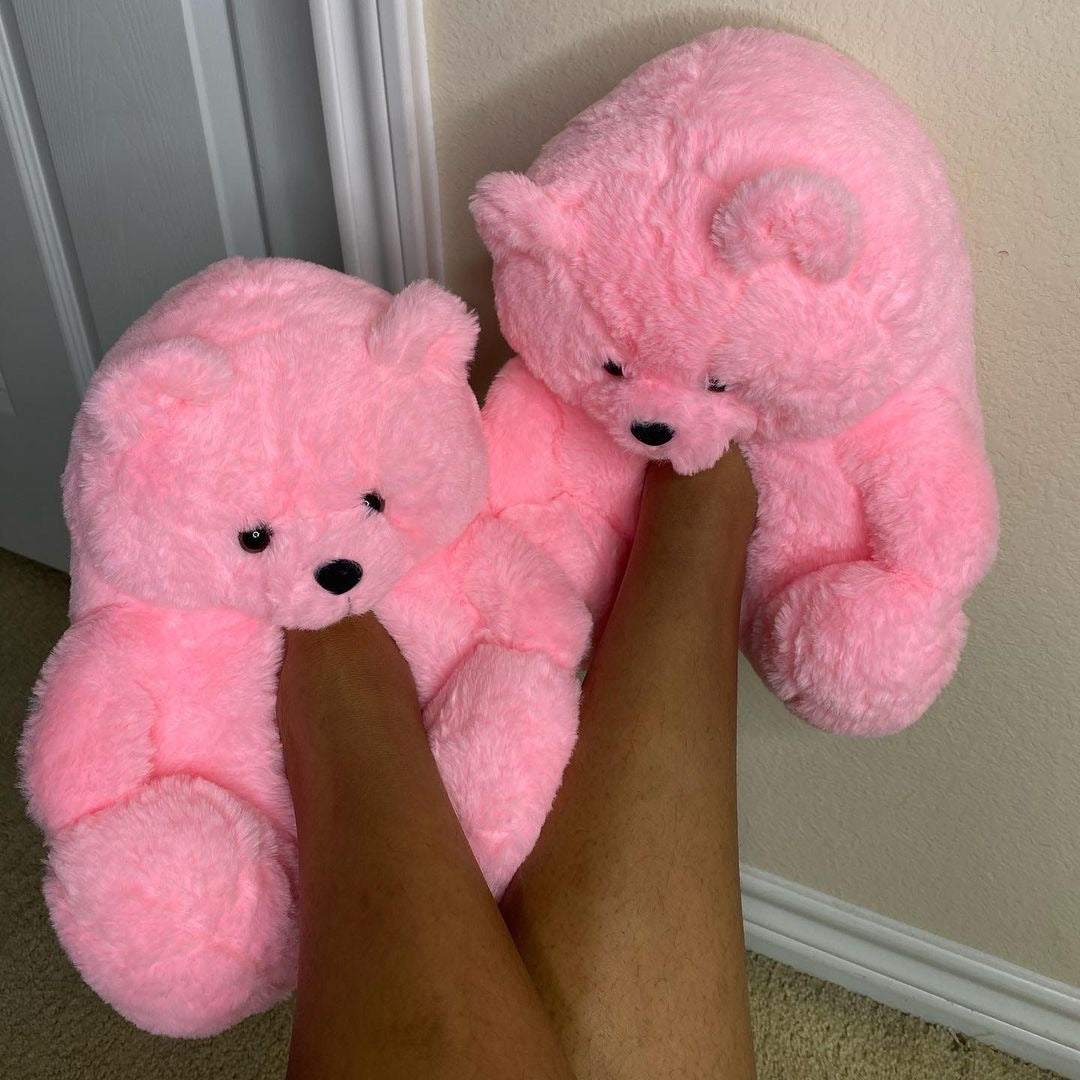 Pink Teddy Bear Slippers