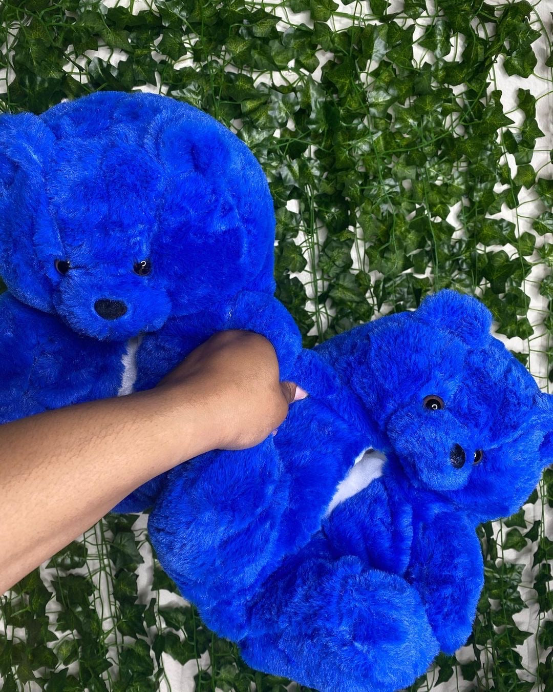 Dark Blue Teddy Bear Slippers