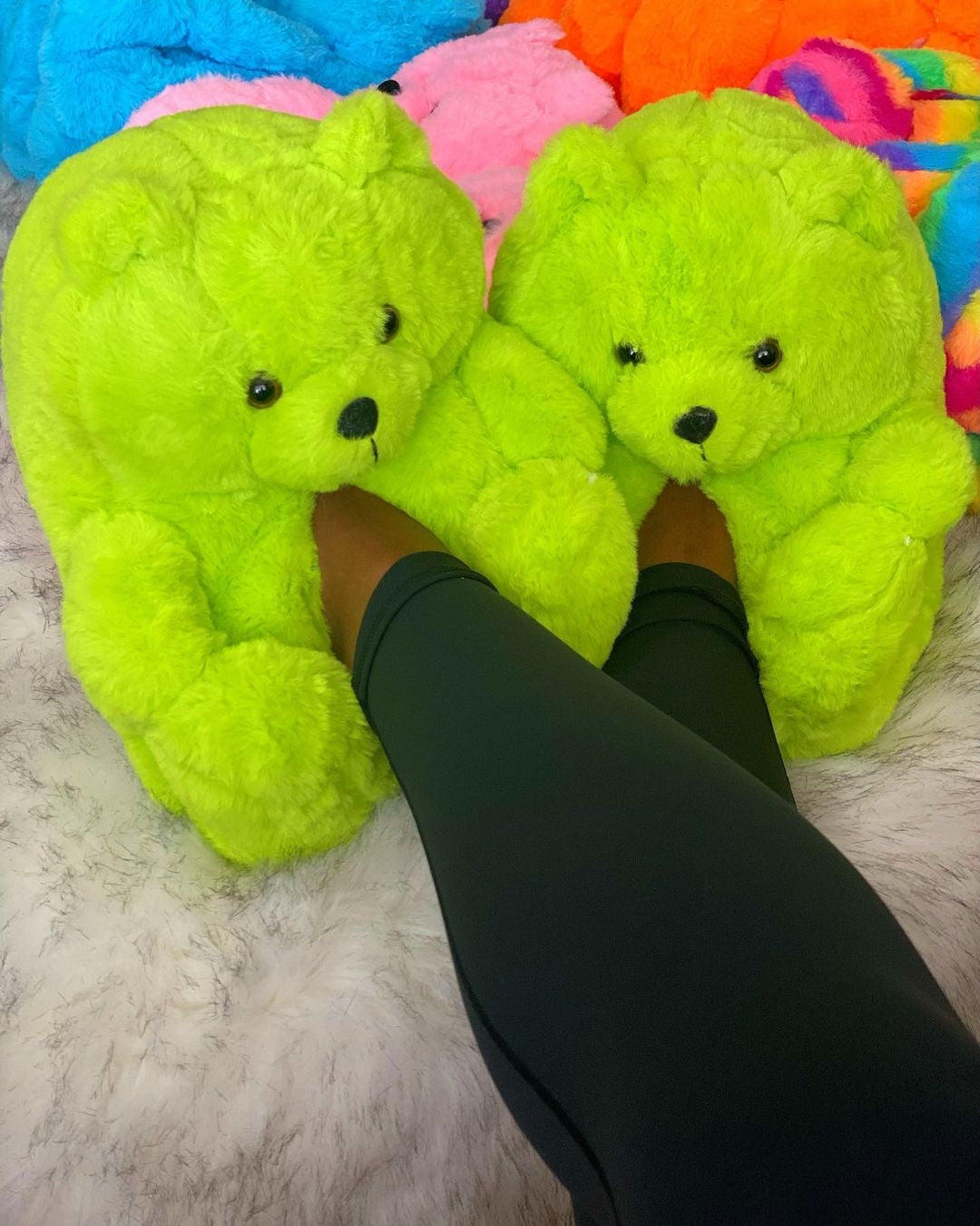 Green Teddy Bear Slippers