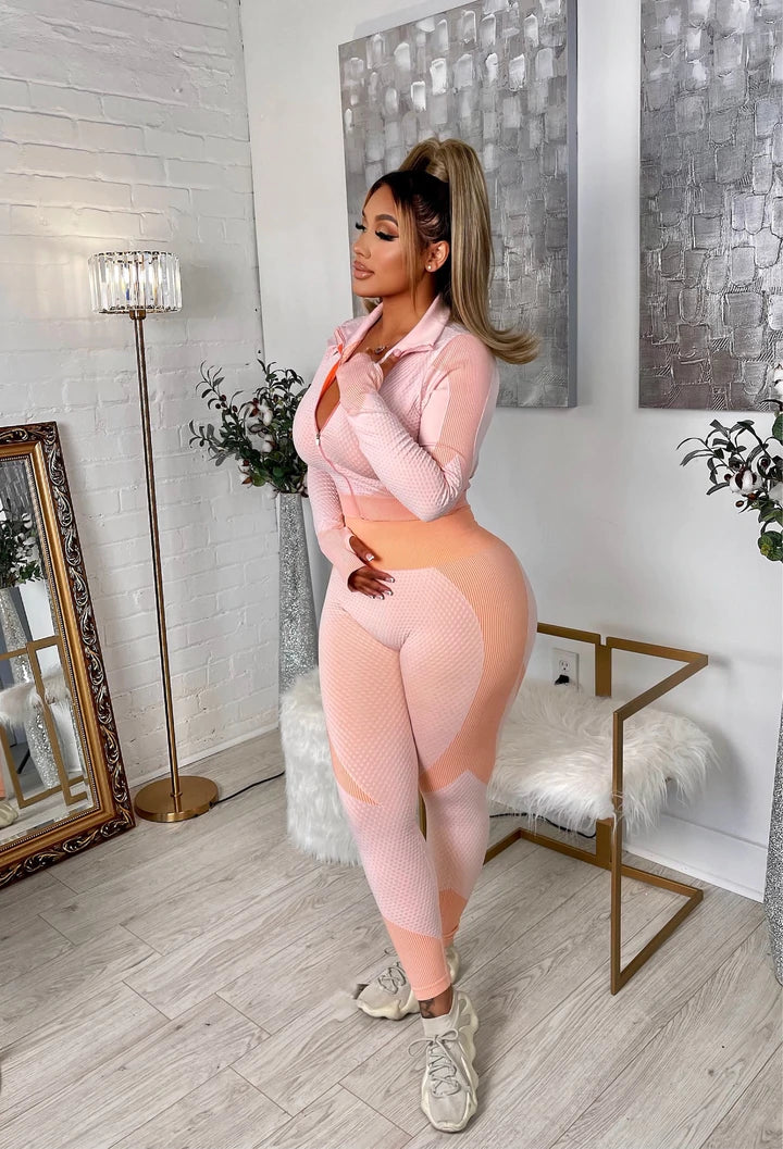 Airport Run 3 Piece Active Set - Peach