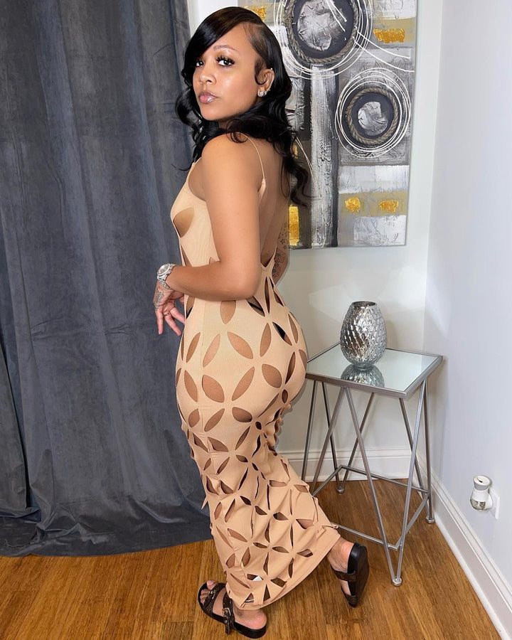 Origami Cut Out Maxi Dress - Nude