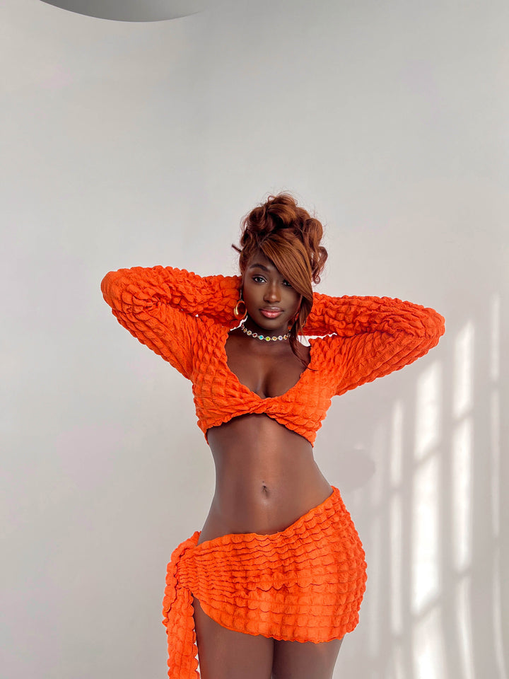 Certified Wrap Skirt Set - Orange